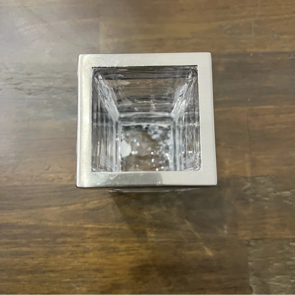 ✅ heavy glass and brushed nickel bathroom decorative cup/ toothbrush
